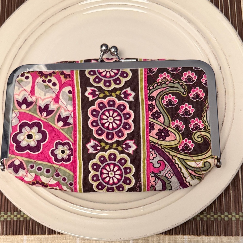 Vera Bradley Pink and Brown Floral Clutch